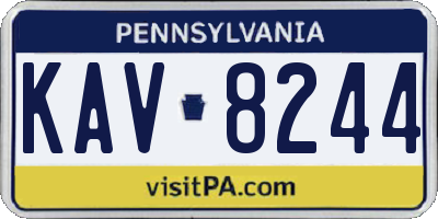 PA license plate KAV8244