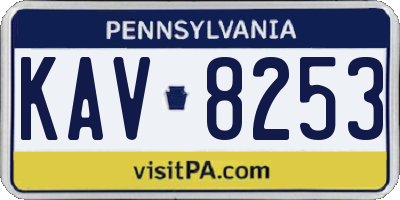 PA license plate KAV8253