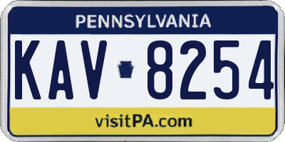 PA license plate KAV8254