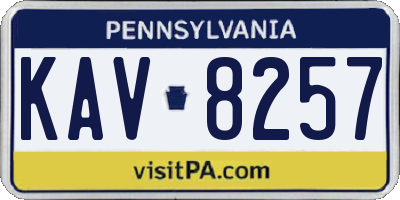 PA license plate KAV8257