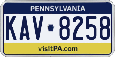 PA license plate KAV8258