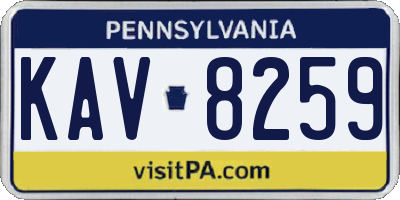 PA license plate KAV8259