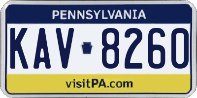 PA license plate KAV8260