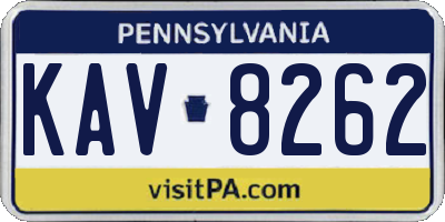 PA license plate KAV8262
