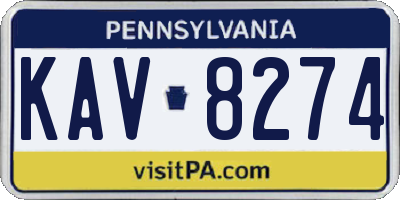 PA license plate KAV8274
