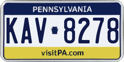 PA license plate KAV8278