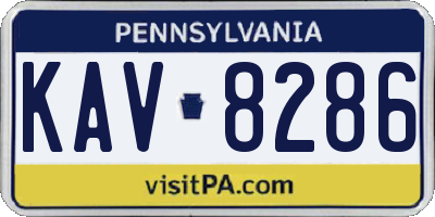 PA license plate KAV8286