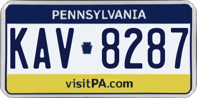 PA license plate KAV8287