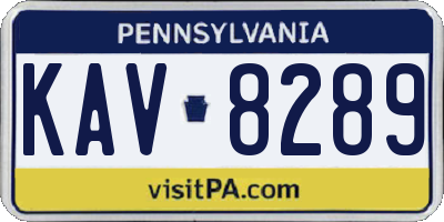 PA license plate KAV8289