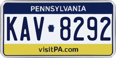 PA license plate KAV8292