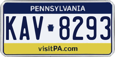 PA license plate KAV8293