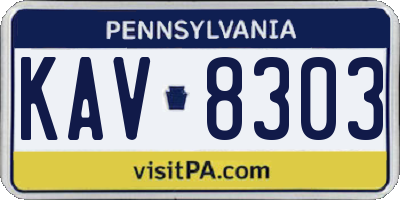 PA license plate KAV8303