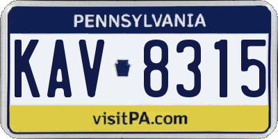 PA license plate KAV8315