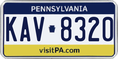 PA license plate KAV8320