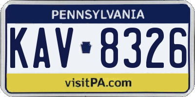 PA license plate KAV8326