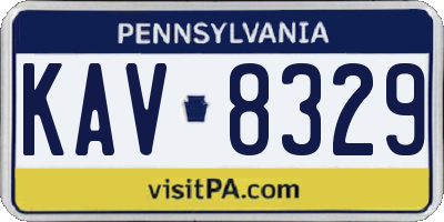 PA license plate KAV8329