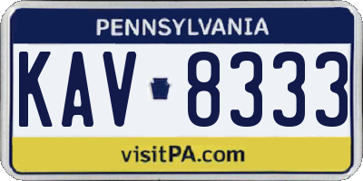 PA license plate KAV8333