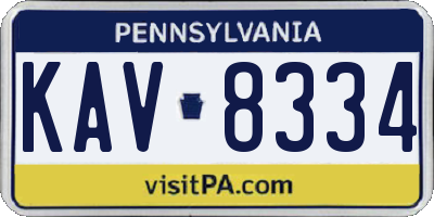 PA license plate KAV8334