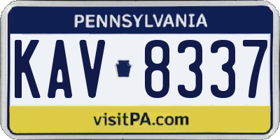 PA license plate KAV8337