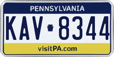 PA license plate KAV8344