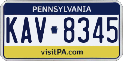 PA license plate KAV8345