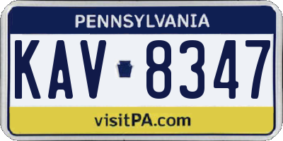 PA license plate KAV8347