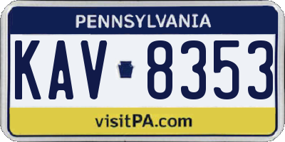 PA license plate KAV8353
