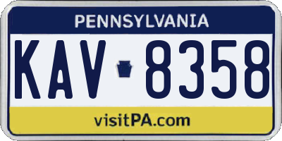 PA license plate KAV8358