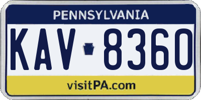 PA license plate KAV8360