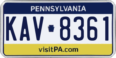 PA license plate KAV8361