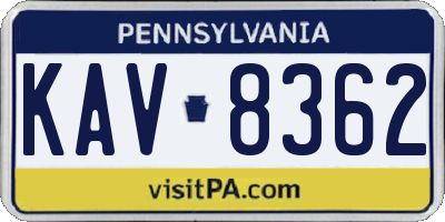 PA license plate KAV8362