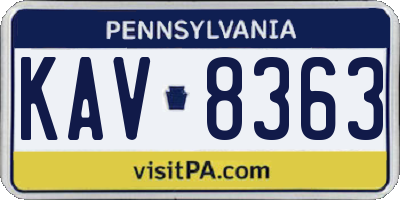 PA license plate KAV8363