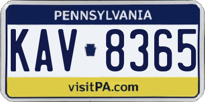 PA license plate KAV8365
