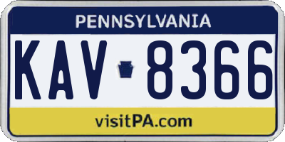 PA license plate KAV8366