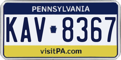 PA license plate KAV8367