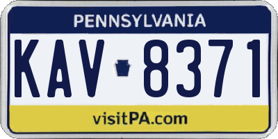 PA license plate KAV8371