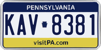 PA license plate KAV8381