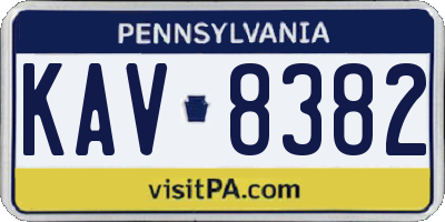 PA license plate KAV8382