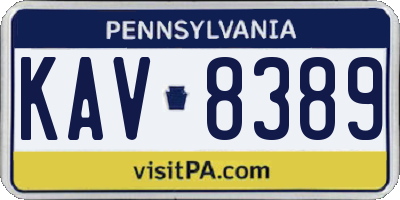 PA license plate KAV8389