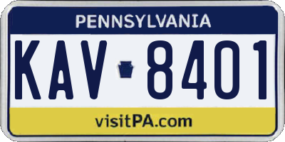 PA license plate KAV8401