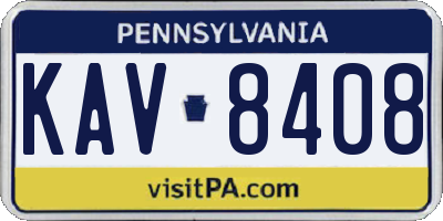 PA license plate KAV8408
