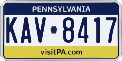 PA license plate KAV8417