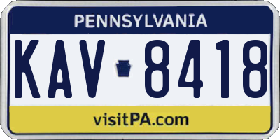 PA license plate KAV8418