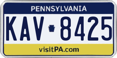 PA license plate KAV8425
