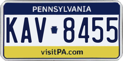 PA license plate KAV8455