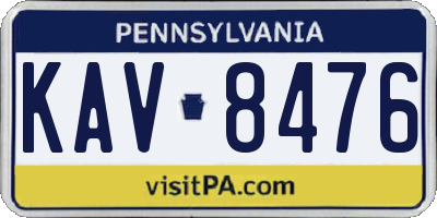 PA license plate KAV8476
