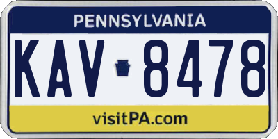 PA license plate KAV8478