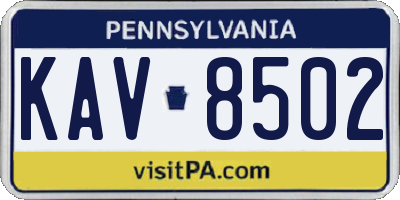 PA license plate KAV8502