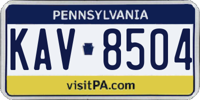 PA license plate KAV8504
