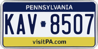PA license plate KAV8507